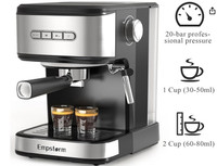 Empstorm Espresso Machine 20 Bar w/Milk Frother Wand, Cappuchino