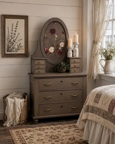 antique pine vanity/Dresser, View more