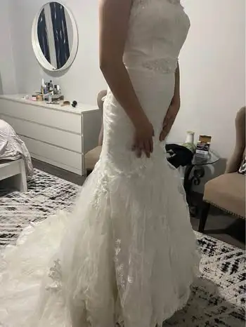 Size 12 Stunning Mermaid Wedding Dress with Lace and Train, View more