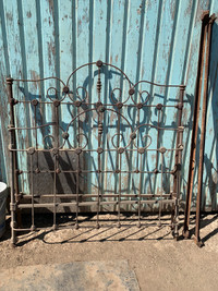 Antique Wrought Iron & Brass Ornate Bed Frame