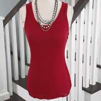 Bring sexy back with this red ribbed Guess tank Size M