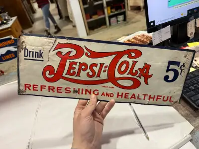 Early painted tin Pepsi Cola tin tacker , View more