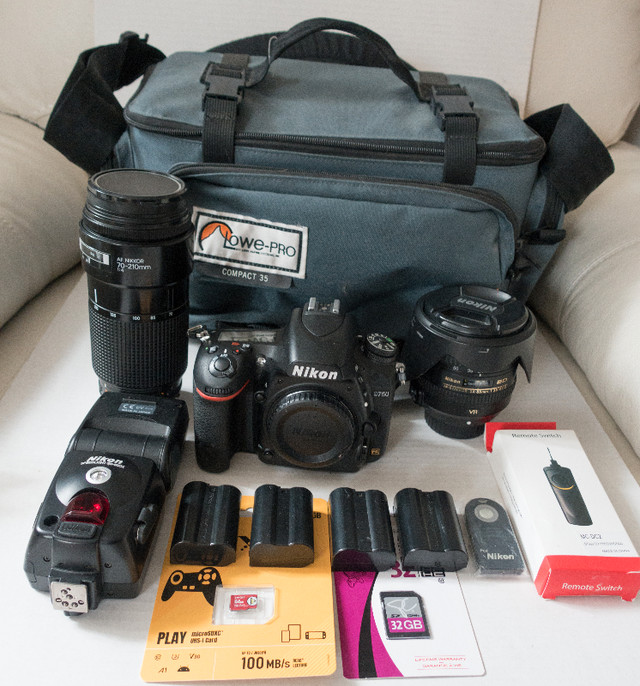 Nikon D750 outfit, 24-85mm, 70-210mm, flash, more in Cameras & Camcorders in Edmonton