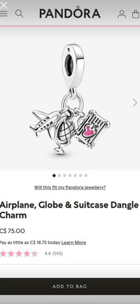 Pandora Brand New Airplane Globe Suitcase Charm