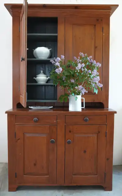 Pine Antique Wood Hutch Cabinet, View more