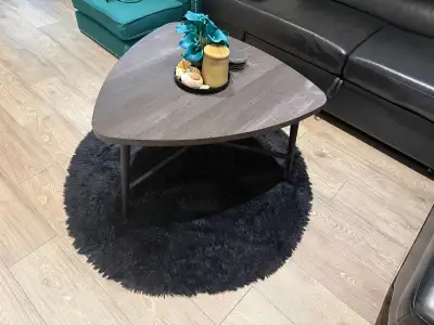 Triangular Coffee Table with Dark Wood Finish, View more