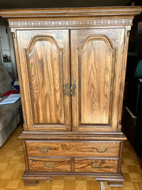 Solid wood cabinet with shelves and drawers
