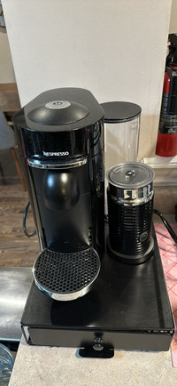 Nespresso Vertuo with milk frother and pods storage