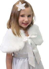 Girl & Toddler Ivory/Off-White Fur Shrug Cape Wrap Stole -New