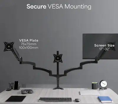 VIVO 17 to 32 inch Triple Pneumatic Monitor Mount, 2 Pneumatic A, View more