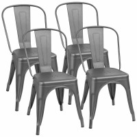Scratch-Resistant Steel Slat Back Stacking Side Chair (Set of 4)