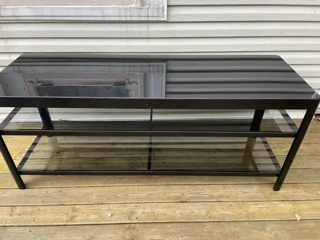 Black glass TV stand/table with shelves in TV Tables & Entertainment Units in City of Halifax - Image 4