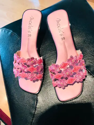 WOMANS PINK BEADED SANDAL, View more