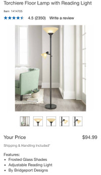 Torchiere Floor Lamp with Reading Light
