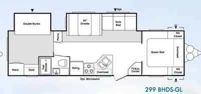 Springdale 299BHDS 2nd Owners 2 slides Large bunk room with double over double bunk beds, large ward...