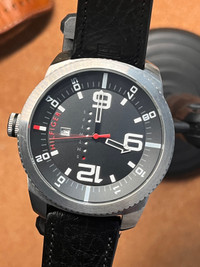 Tommy Hilfiger Men's Black Dial Black Leather Watch 1791014