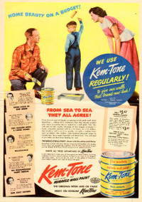 Large 1950 full-page ad for Kem-Tone Paint