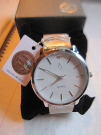 Nic & Syd Silver Watch With Swarovski Crystal  Men's New In Box
