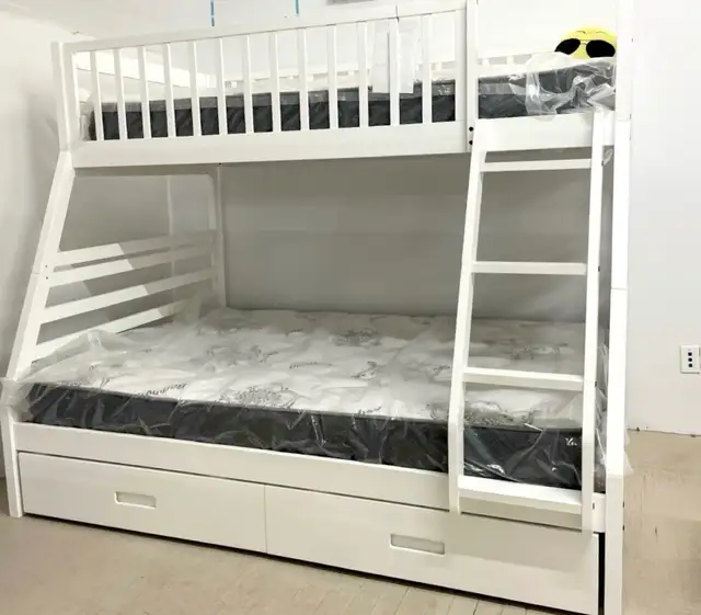 Lit Superposé B-117-Simple-Double  (Blanc, Gris , Expresso) !!! in Beds & Mattresses in City of Montréal - Image 6