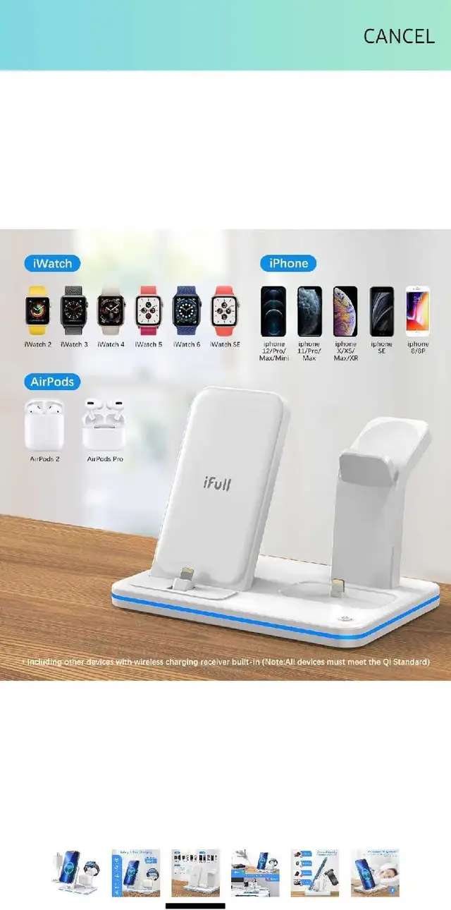 iPhone Charger Stand, QI Fast 3 in 1 Charging Station, Charging  in Cell Phone Accessories in Markham / York Region - Image 2