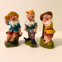 Vintage Lot of 3 Dwarf Gnomes Figurines 4 Inch Tall Sabre