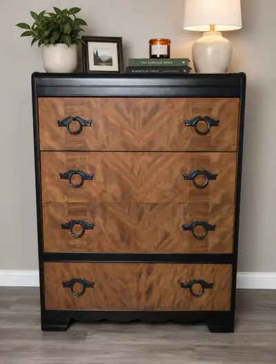 Refinished Vintage Dresser/Rich wood grain finish, View more