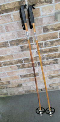 Vintage Bamboo Nordic Ski Poles L.120cm/47" Nylon Straps/Rubber