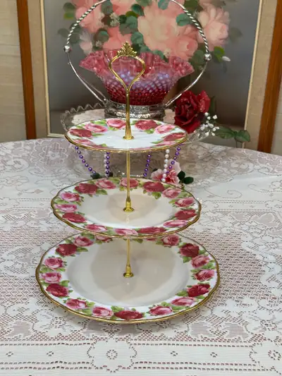 Vintage discontinued English Bone China Old English Rose Royal A, View more