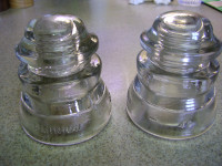Pair of vintage antique telegraph power glass insulators