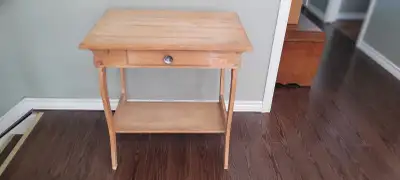 WOODEN SIDE END SMALL TABLE WITH DRAWER & SHELF CAN USE AS DESK, View more
