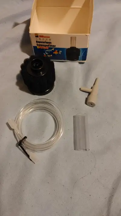 Brand New Sponge Filter for upto 3 gallon . 2 for 10$. Serious inquiries and local pickup only. Plea...