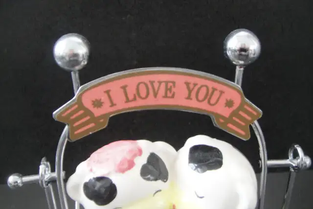 Pair of handmade Ceramic Hugging Cows lover sitting in the swing in Arts & Collectibles in Markham / York Region - Image 4