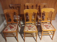 6 antique oak dining table chairs