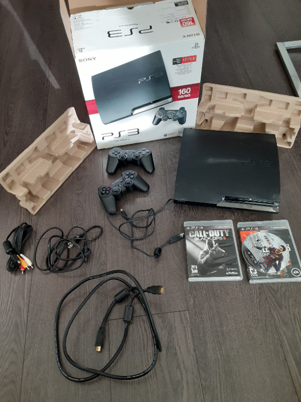 Playstation 3 system with 3 wireless controllers and few games in Sony Playstation 3 in Vancouver