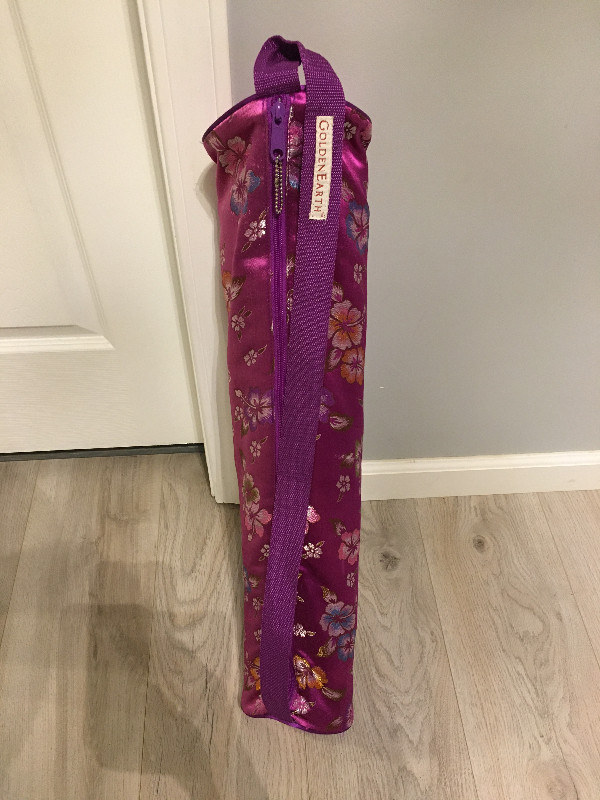 Yoga mat with carry bag (purple mat) floral carrying bag (used) in Other in Mississauga / Peel Region