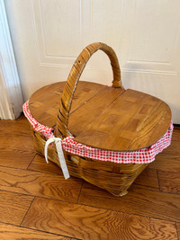 Panier à picnic en osier et bois vintage picnic basket