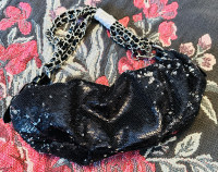 Black glitter evening purse