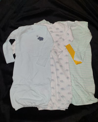 New, 3 Cute Baby Sleeper Gowns. 6 Month Size Stripes and Hippo