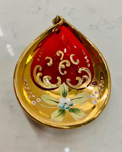RED GLASS TRINKET DISH, View more