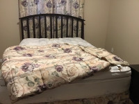 Queen size mattress, and box spring with headboard and bedframe