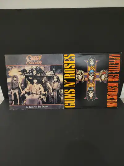 Two album covers** no vinyl** Guns and Roses appetite for destruction and Ozzy Osborne no rest for t...