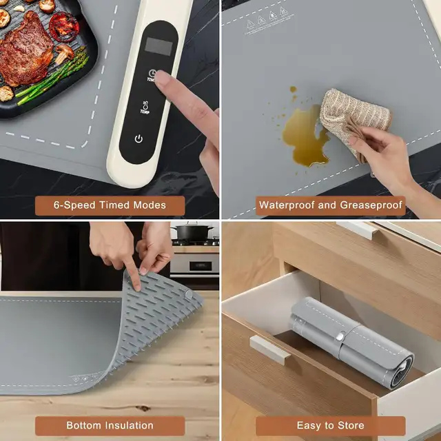 NEW Portable Electric Food Warming Mat Tray 6 Temps/6 Hrs Timer in Kitchen & Dining Wares in Mississauga / Peel Region - Image 3