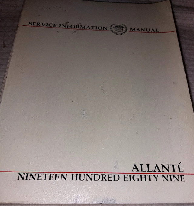 1989 ALLANTE Cadillac Service Manual in Other in Kingston - Image 2