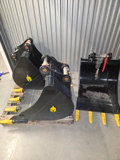 NEW (3) 24" Excavator Digging Buckets – 45mm Pins – 5T-45 Mount, View more