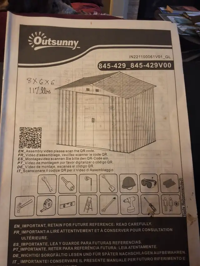 Outsunny Metal Shed 8x6x6