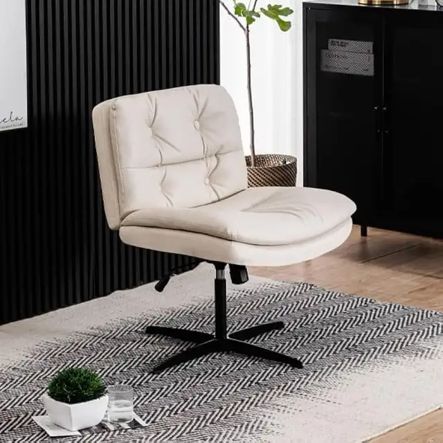 Large Size Armless Home Office Desk Chair Vanity Chair No Wheels in Chairs & Recliners in Markham / York Region - Image 3