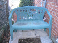 DAMAGED PLASTIC  love SEAT 2 plastic chairs--$12 all
