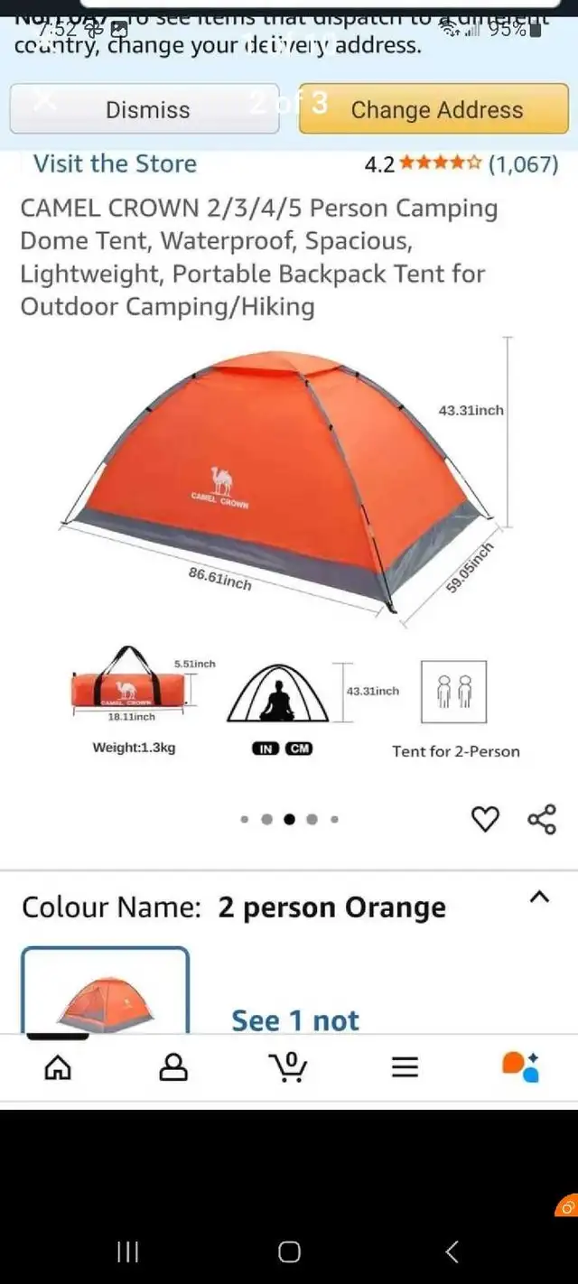 CAMEL CROWN 2 Person Camping Dome Tent brand new 