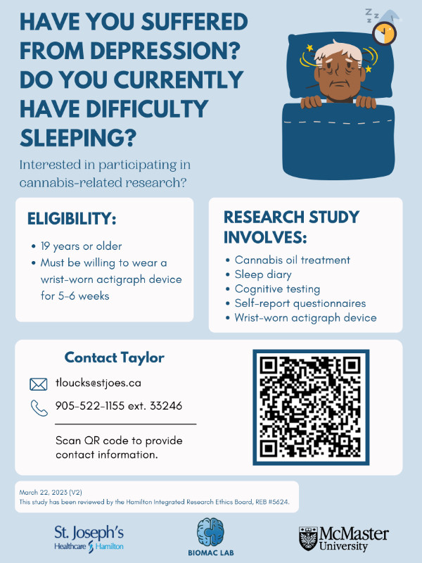 Insomnia-Depression Research Study! in Volunteers in City of Toronto