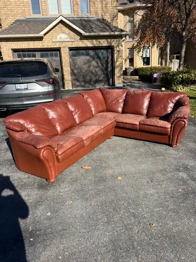 Rough n Tough All Leather Sectional DELIVERY AVAILABLE, View more
